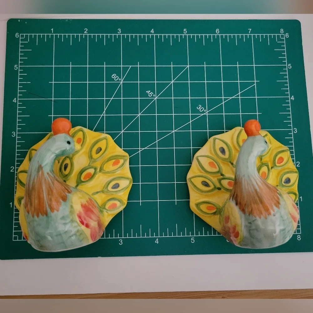 Pier 1 Peacock bird salt pepper shaker set